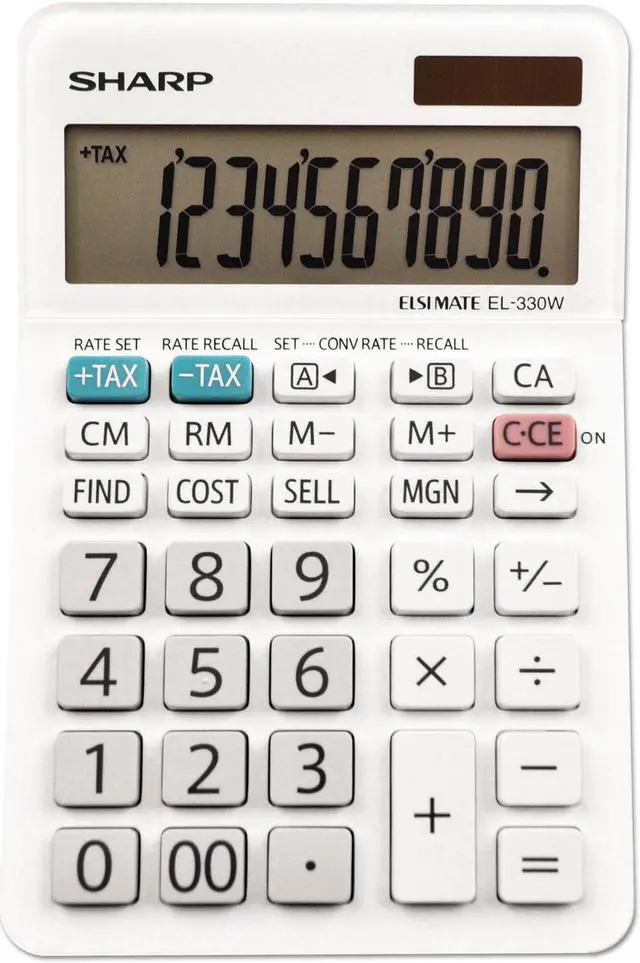 Alt view image 10 of 13 - Sharp EL-330WB Desktop Calculator 10-Digit LCD EL330WB