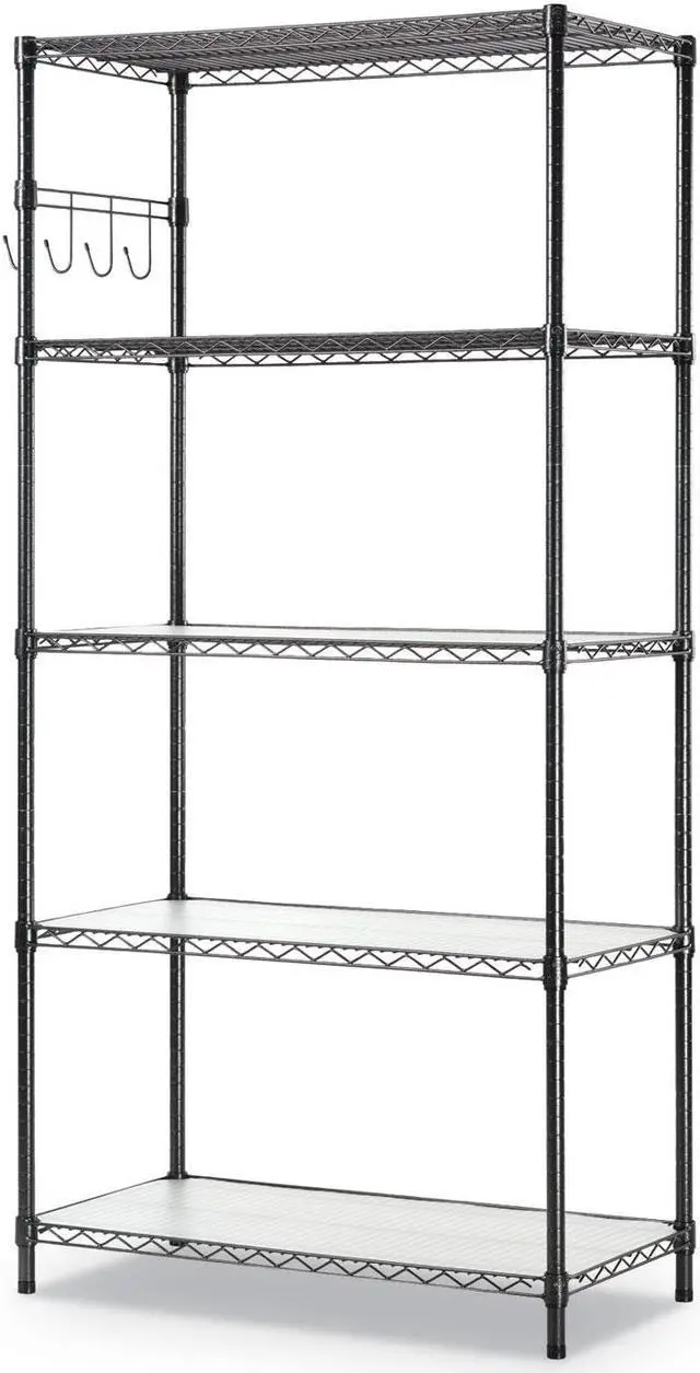 Alt view image 10 of 15 - Alera 5-Shelf Wire Shelving Kit Casters and Shelf Liners 36x18x72 Black Anthracite