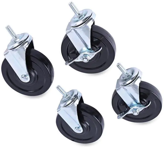 Alt view image 7 of 18 - Alera SW690004 Optional Casters for Wire Shelving, 200 lbs/Caster, Gray/Black, 4/Set