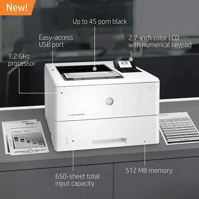 Alt view image 2 of 9 - HP LaserJet M507N 45 PPM 1200 DPI Printer 1PV86A