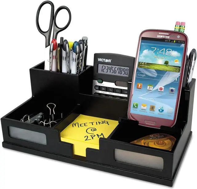 Alt view image 19 of 20 - VICTOR 9525-5 Desktop Organizer,Black,Wood,5-1/2 in. H