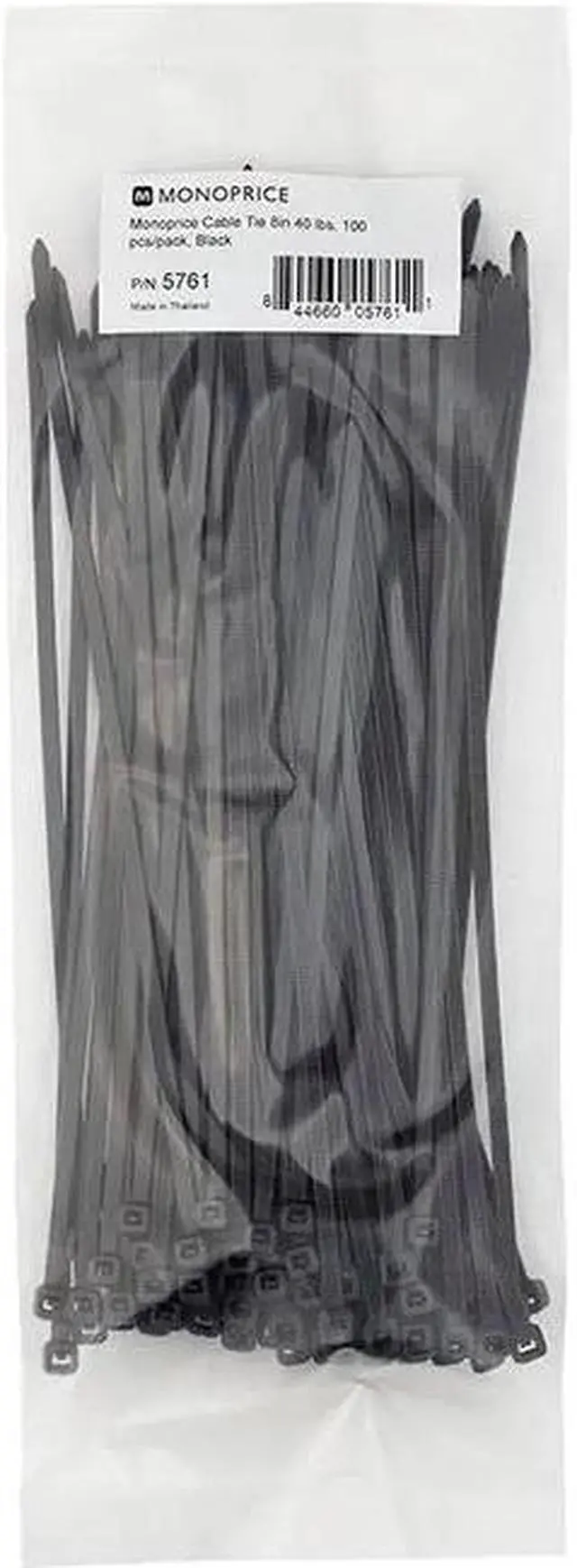 Alt view image 9 of 12 - Monoprice 8-inch Cable Tie, 100pcs/Pack, 40 lbs Max Weight - Black