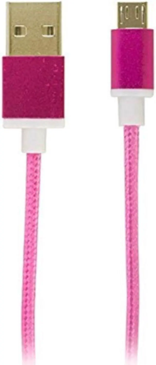 Main image of 3FT USB to MicroUSB Braided Fabric Charging and Sync Cable Cord Pink