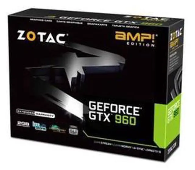 Alt view image 5 of 5 - NEW! ZOTAC NVIDIA GeForce GTX 960 AMP! Edition 2GB GDDR5 DVI/HDMI/3DisplayPort PCI-Express  Core Clock 1266 MHz  1024 CUDA Cores  Video Card