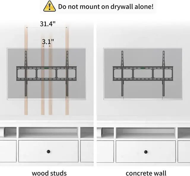 Alt view image 5 of 10 - Fixed Heavy Duty Low Profile Flat Panel Wall Mount, Max Panel Weight 60kg Designed for Most of 40-100 inch LED, LCD, OLED Flat Panels, Supports up to VESA 800x600mm BIGASSMOUNT60 Amer Mounts