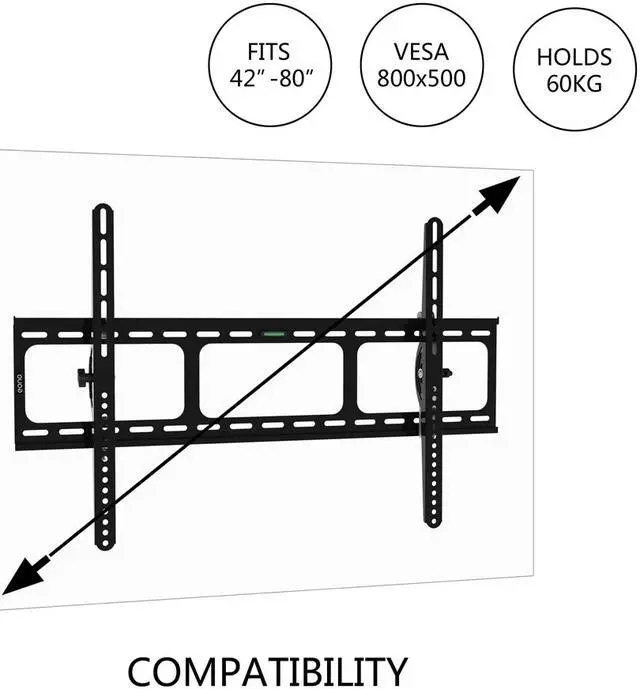 Alt view image 3 of 16 - Heavy Duty Low Profile Tilting Flat Panel Wall Mount, Max Panel Weight 60kg Designed for Most of 40-100 inch LED, LCD, OLED Flat Panels, Supports up to VESA 800x500mm BIGASSMOUNT60T Amer Mounts