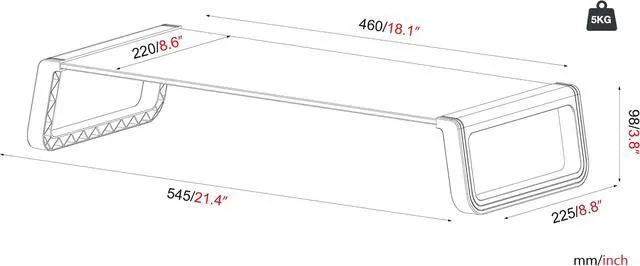 Alt view image 5 of 12 - Amer Mounts Monitor Riser Shelf with Keyboard Storage Space (Black) Weight Support 11lbs | AMRSR100TB