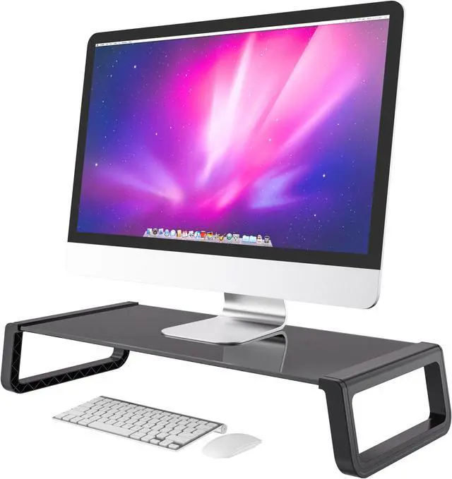 Alt view image 2 of 12 - Amer Mounts Monitor Riser Shelf with Keyboard Storage Space (Black) Weight Support 11lbs | AMRSR100TB