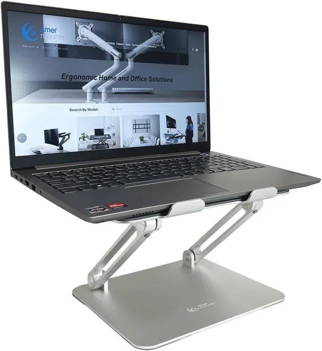 Main image of Amer Mounts Simplicity Folding Laptop/Tablet Stand (Bright Aluminum) Designed for laptop and tablets screens 10 to 15.6 - AMRNS03