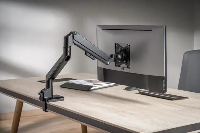 Alt view image 2 of 8 - Amer Mounts Hydralift Arm Mechanism (Black) - Single Arm Counterbalanced Articulating Monitor Mount - Clamp and Grommet Included - 9kg per display - 10YR Warranty -HYDRA1GB