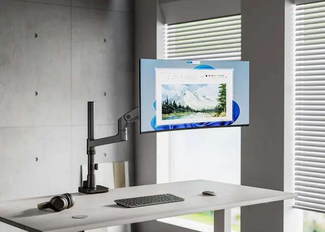 Alt view image 2 of 7 - Amer Mounts HYDRA Elite Single Monitor Arm Designed for 49" Display Max 20kg - Clamp and Grommet Base Installation Included - 10 Year Warranty - HYDRA1HDGB