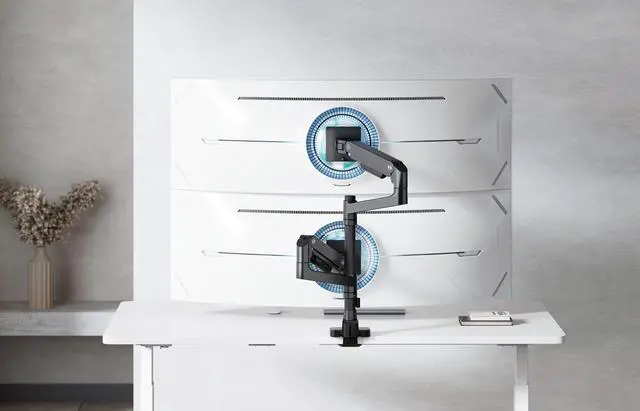 Alt view image 2 of 7 - Amer Mounts HYDRA Elite Dual Monitor Arm Designed for 49" Display Max 20kg per Screen - Clamp and Grommet Base Installation Included - 10 Year Warranty - HYDRA2HDGB