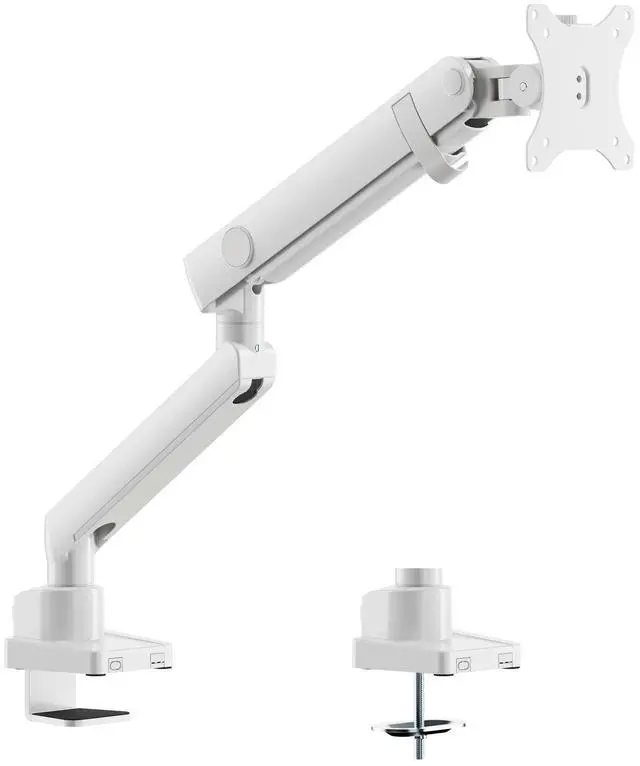 Main image of Amer Mounts Single Articulating Heavy Duty Spring Monitor Arm For 15"-40" Monitors 12kg Max Weight per Screen - Clamp and Grommet Base Installation Included - HYDRA1B-W (WHITE)