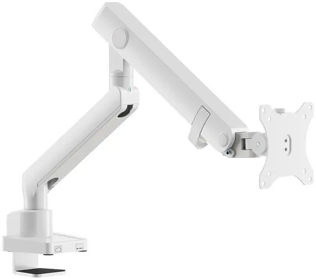 Alt view image 4 of 7 - Amer Mounts Single Articulating Heavy Duty Spring Monitor Arm For 15"-40" Monitors 12kg Max Weight per Screen - Clamp and Grommet Base Installation Included - HYDRA1B-W (WHITE)