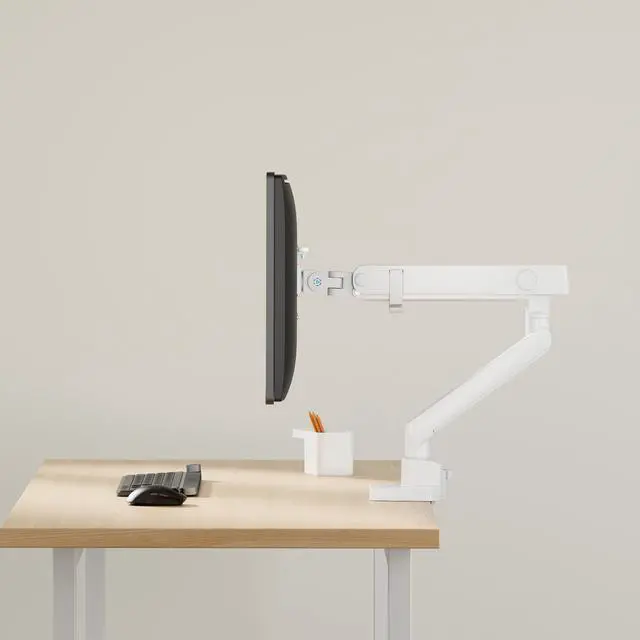 Alt view image 6 of 7 - Amer Mounts Single Articulating Heavy Duty Spring Monitor Arm For 15"-40" Monitors 12kg Max Weight per Screen - Clamp and Grommet Base Installation Included - HYDRA1B-W (WHITE)