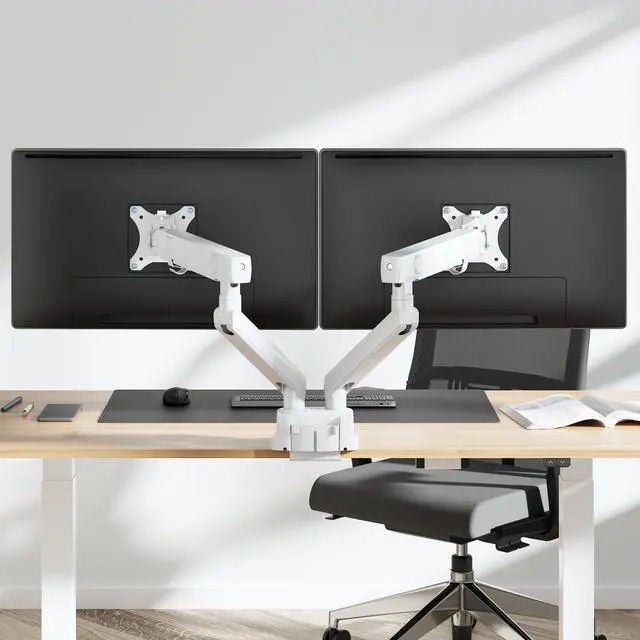 Alt view image 3 of 7 - Amer Mounts Dual Articulating Heavy Duty Spring Monitor Arm For 15"-35" Monitors 12kg Max Weight per Screen - Clamp and Grommet Base Installation Included - HYDRA2B-W (WHITE)