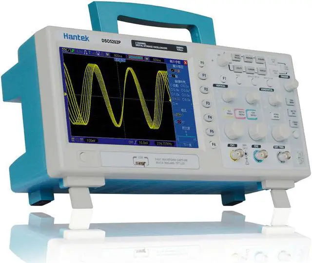 Main image of Hantek DSO5202P Digital Oscilloscope 200MHz 2Channels 1GS/s 7'' TFT LCD 800x480 Record Length 24K USB AC110-220V DSO-5202P