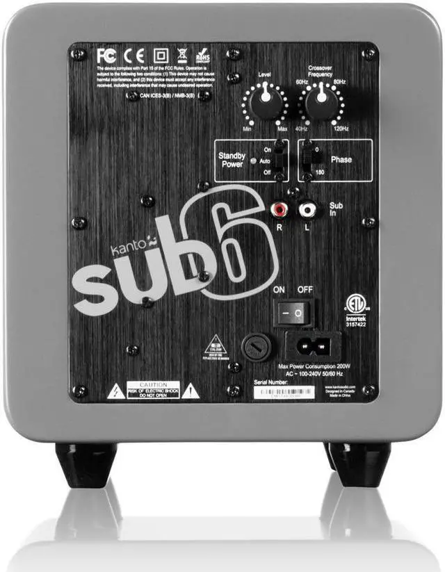 Alt view image 7 of 11 - Kanto SUB6 6-inch Powered Subwoofer, Gloss White