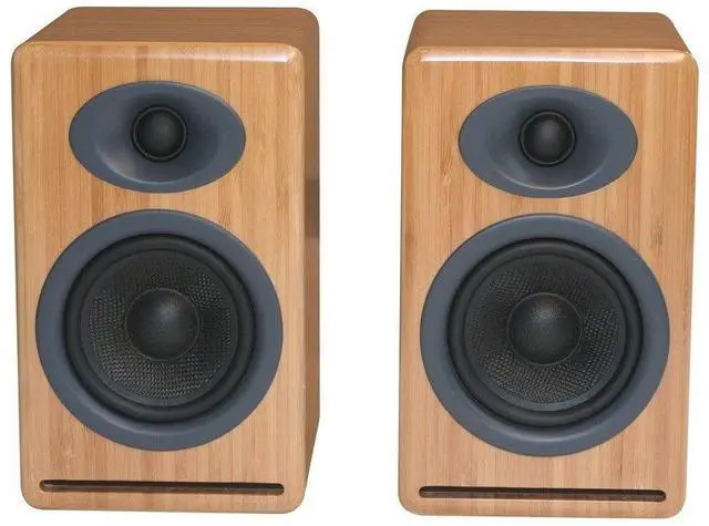 Alt view image 12 of 17 - Audioengine P4 Premium Passive Bookshelf Speakers - Pair (Bamboo)