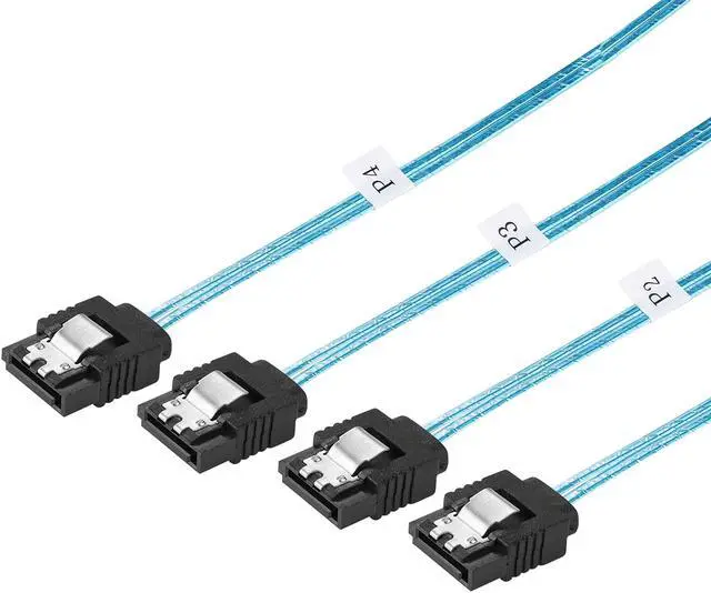 Alt view image 3 of 5 - Slim Line Mini SAS 4.0 SFF-8654 4i 38 Pin Host to 4 SATA 7 Pin Target Hard Disk Fanout Raid Cable 0.5M/1.6FT