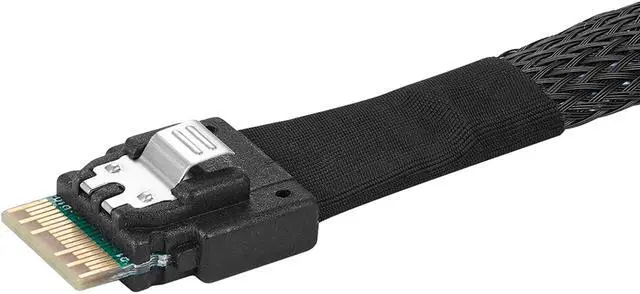 Alt view image 2 of 5 - Slim Line Mini SAS 4.0 SFF-8654 4i 38 Pin Host to 4 SATA 7 Pin Target Hard Disk Fanout Raid Cable 0.5M/1.6FT