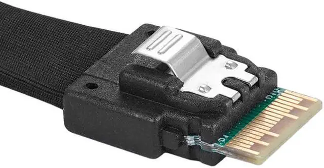 Alt view image 4 of 5 - Slim Line Mini SAS 4.0 SFF-8654 4i 38 Pin Host to 4 SATA 7 Pin Target Hard Disk Fanout Raid Cable 0.5M/1.6FT