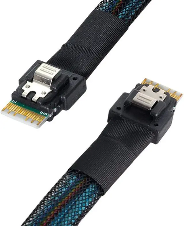 Alt view image 6 of 6 - SFF-8654 Male to SFF-8654 Male PCI-E Slimline SAS 4.0 SFF-8654 4i 38 Pin Host to SFF-8654 Slim SAS Target Cable 50cm