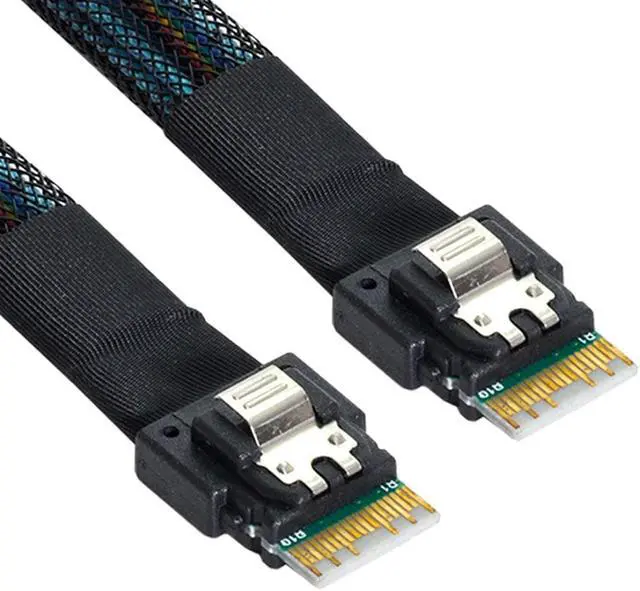 Alt view image 2 of 6 - SFF-8654 Male to SFF-8654 Male PCI-E Slimline SAS 4.0 SFF-8654 4i 38 Pin Host to SFF-8654 Slim SAS Target Cable 50cm