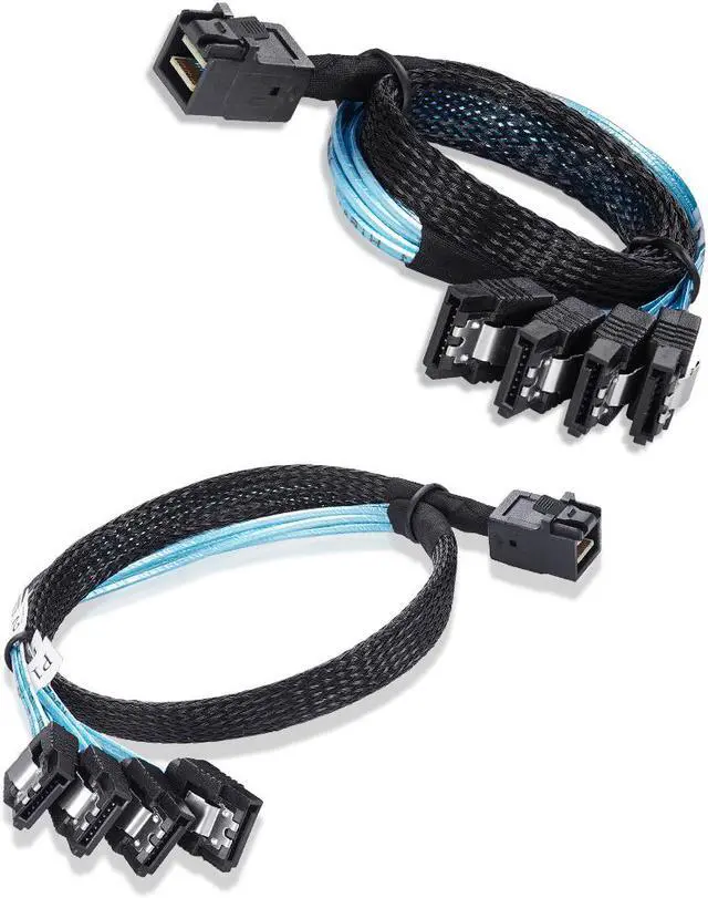 Alt view image 5 of 5 - Internal HD Mini SAS Cable 0.5M / 1.6FT,   Internal HD Mini SAS (SFF-8643 Host) - 4X SATA (Target) Cable, SFF-8643 to 4X SATA Cable, SFF-8643 for Controller, 4 Sata Connect to Hard Drive