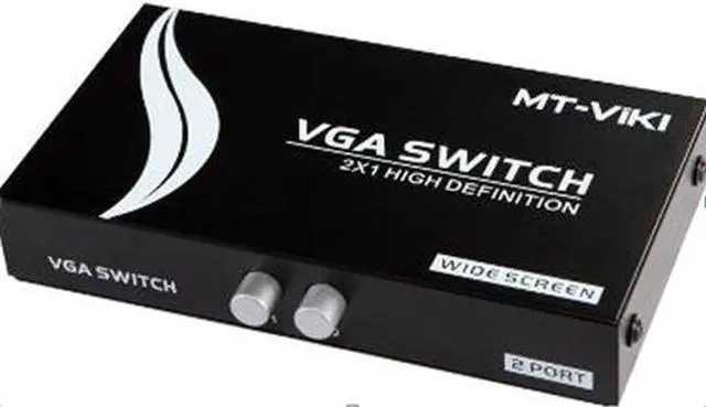 Main image of Black 2 in1 Press Button Dual 15Pin VGA Ports In audio Splitter Switch Box 2 Ports