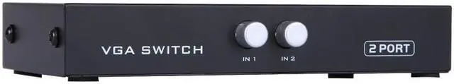 Alt view image 2 of 2 - Black 2 in1 Press Button Dual 15Pin VGA Ports In audio Splitter Switch Box 2 Ports