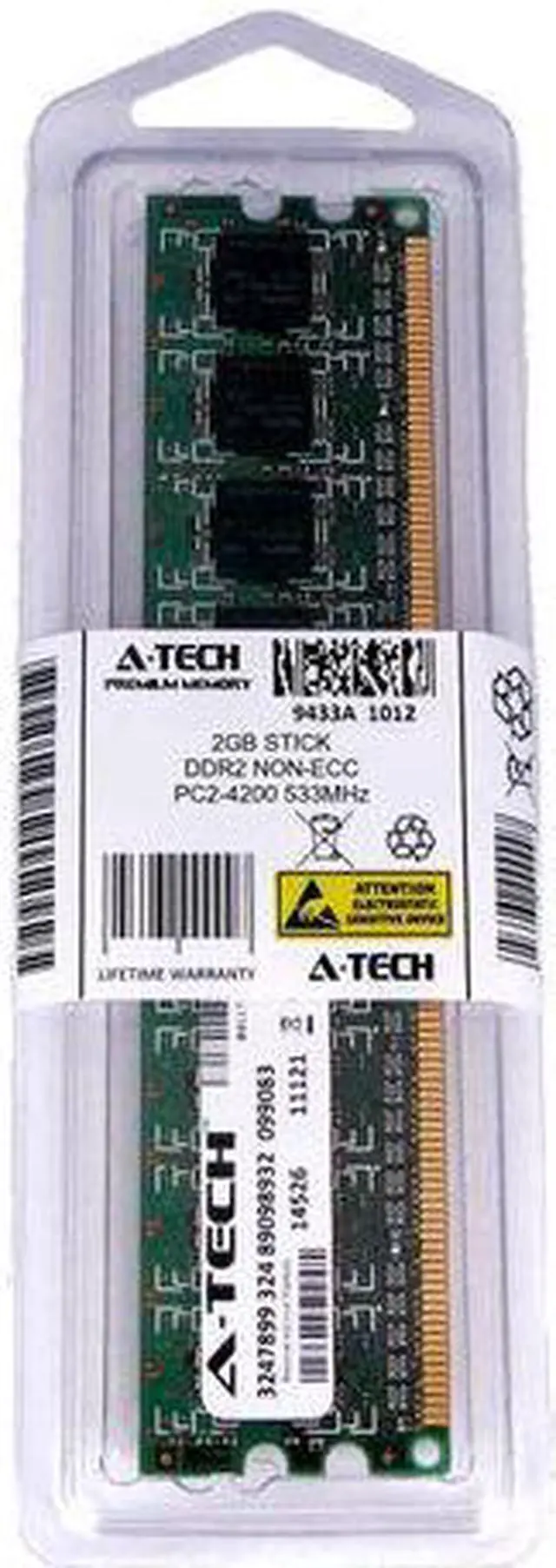 Main image of Atech 2GB Dimm PC2-4200 4200 DDR2 DDR-2 533mhz 533 Desktop 240-pin Memory RAM