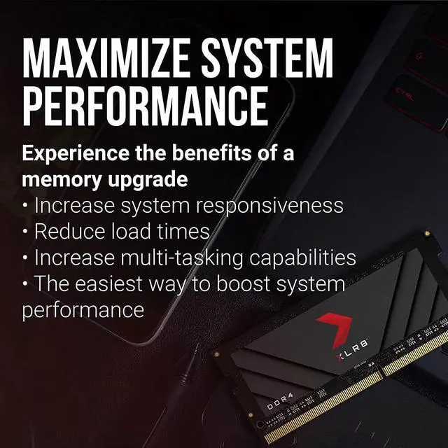 Alt view image 4 of 7 - PNY 16GB XLR8 Gaming DDR4 3200MHz Notebook Memory – (MN16GSD43200X)?