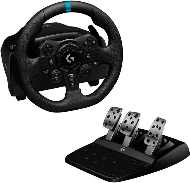Alt view image 5 of 6 - Logitech G Driving Force Shifter with Logitech G923 Racing Wheel and Pedals for PS 5, PS4 and PC and Genuine Leather Wheel Cover