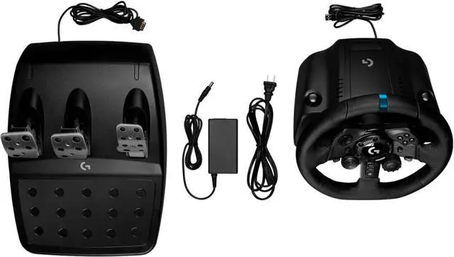 Alt view image 6 of 6 - Logitech G Driving Force Shifter with Logitech G923 Racing Wheel and Pedals for PS 5, PS4 and PC and Genuine Leather Wheel Cover