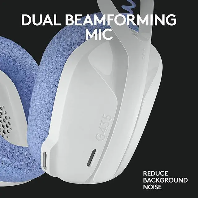 Alt view image 4 of 7 - Logitech G435 Lightspeed and Bluetooth Wireless Gaming Headset - Lightweight Over-Ear Headphones, Built-in mics, 18h Battery, Compatible with Dolby Atmos, PC, PS4, PS5, Mobile - White
