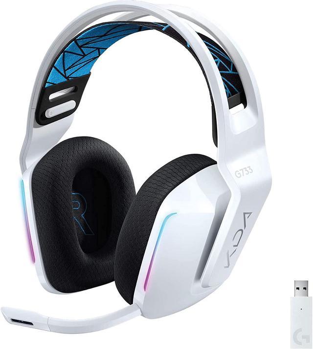 Logitech G733 LIGHTSPEED Wireless Gaming Headset with suspension headband,  LIGHTSYNC RGB, Blue VO!CE mic technology and PRO-G audio drivers, White 