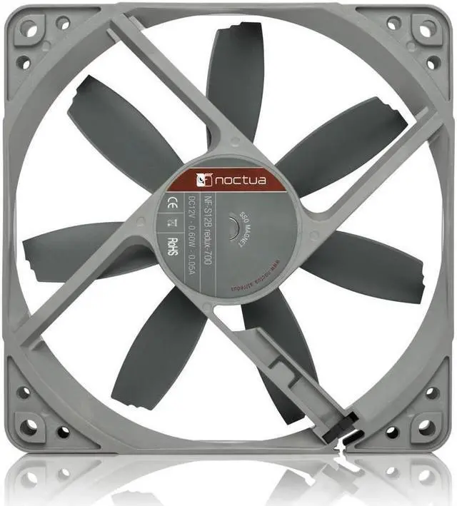 Alt view image 3 of 7 - Noctua NF-S12B redux-700, Ultra Quiet Silent Fan, 3-Pin, 700 RPM (120mm, Grey)