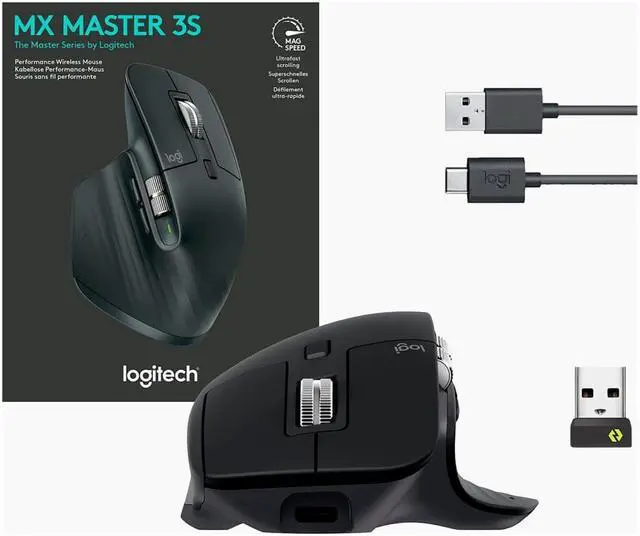 Alt view image 5 of 6 - Logitech - MX Master 3S Wireless Laser Mouse with Ultrafast Scrolling - Black
