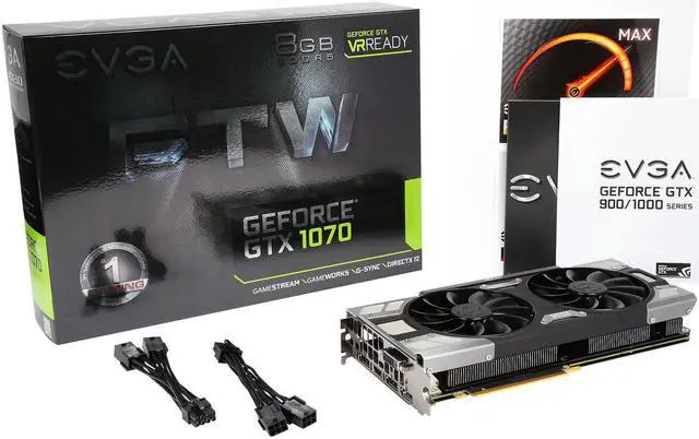 Alt view image 6 of 6 - EVGA GeForce GTX 1070 FTW GAMING ACX 3.0, 08G-P4-6276-KR, 8GB GDDR5, RGB LED, 10CM FAN, 10 Power Phases, Double BIOS, DX12 OSD Support (PXOC) Video Graphics Card