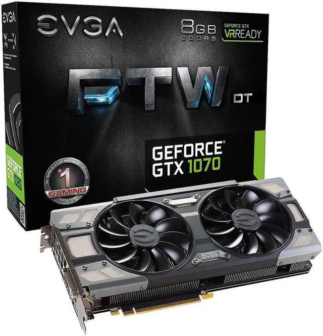 Alt view image 6 of 7 - EVGA GeForce GTX 1070 FTW DT GAMING ACX 3.0, 8GB GDDR5, RGB LED, 10CM FAN, 10 Power Phases, DX12, 08G-P4-6274-KR Video Graphics Card