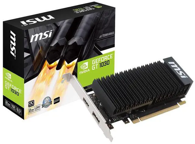 Alt view image 2 of 3 - MSI GeForce GT 1030 DirectX 12 GT 1030 2GH LP OC 2GB 64-Bit GDDR5 PCI Express 3.0 x16 (uses x4) HDCP Ready Low Profile Video Graphics Card