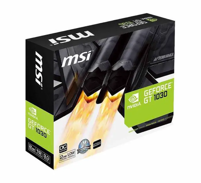 Alt view image 2 of 3 - MSI GeForce GT 1030 DirectX 12 GT 1030 2GH LP OC 2GB 64-Bit GDDR5 PCI Express 3.0 x16 (uses x4) HDCP Ready Low Profile Video Card