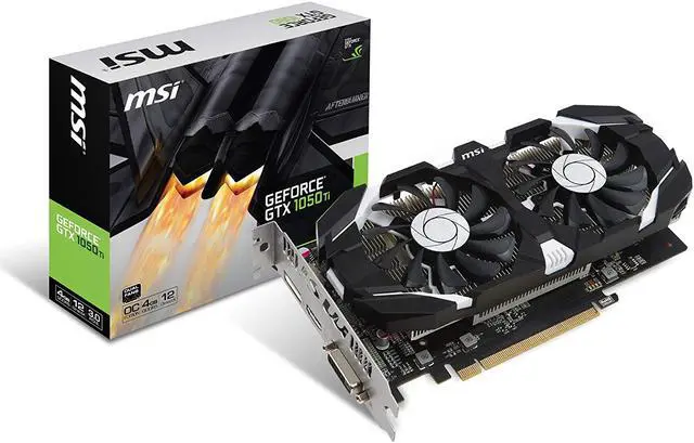 Main image of MSI GeForce GTX 1050 Ti DirectX 12 GTX 1050 Ti 4GT OC 4GB 128-Bit GDDR5 PCI Express 3.0 x16 HDCP Ready ATX Video Card