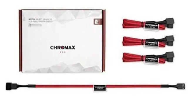 Alt view image 2 of 3 - Noctua NA-SEC1 chromax.red, 3-Pin/4-Pin Extension Cables (30cm, Red)