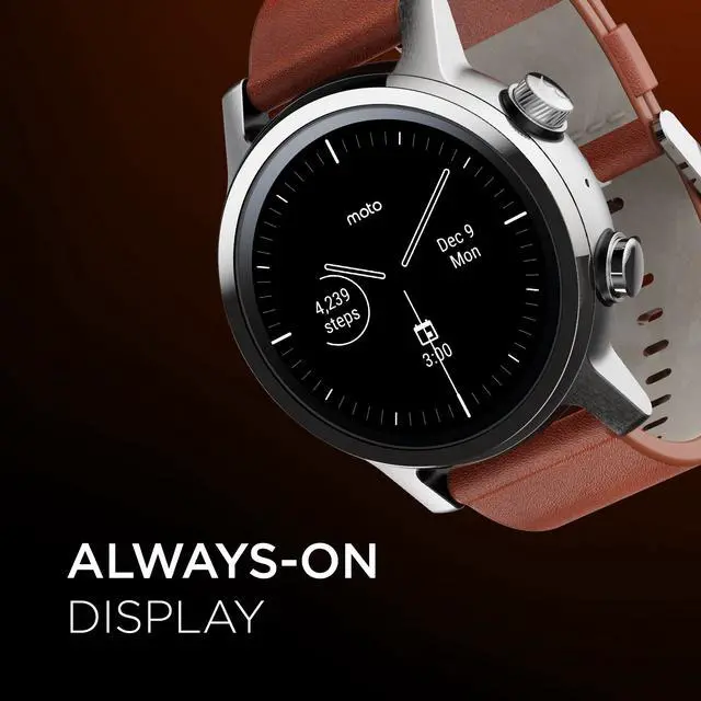 Alt view image 5 of 6 - Motorola Moto 360 3rd Gen Smartwatch - Steel Grey Stainless Steel Case With 20mm Band, All-day Battery, WearOs, & PVD coating for increased scratch-protection
