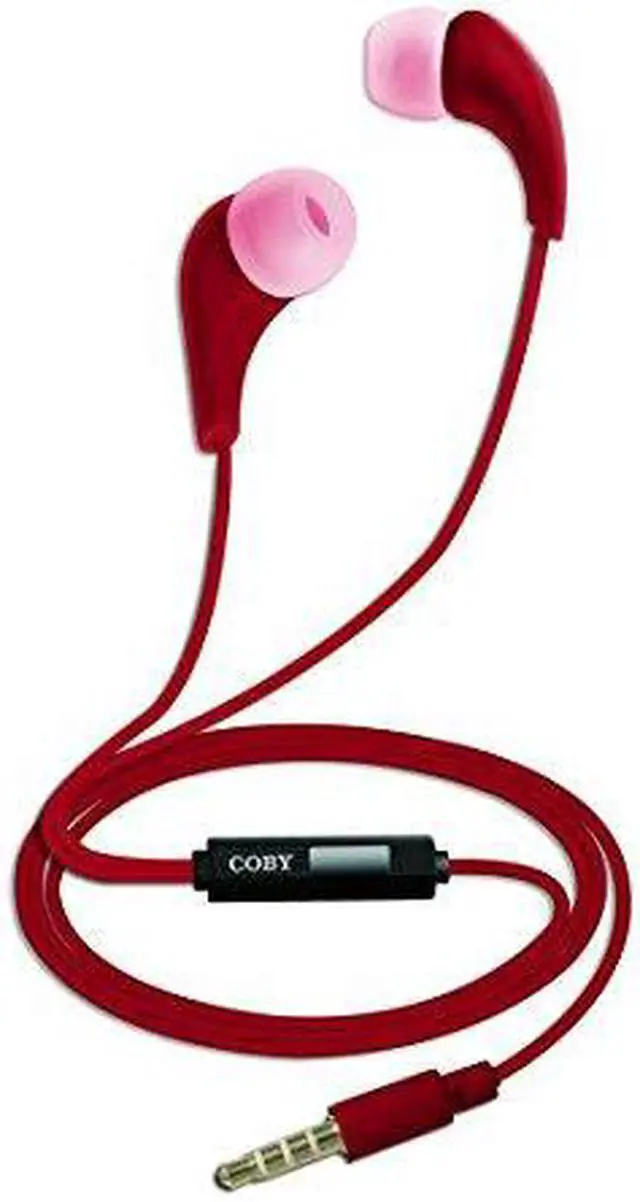 Alt view image 3 of 5 - Coby CVH-807-RED 2 in 1 Headphones & Earbuds with Built-In Mic (Red)
