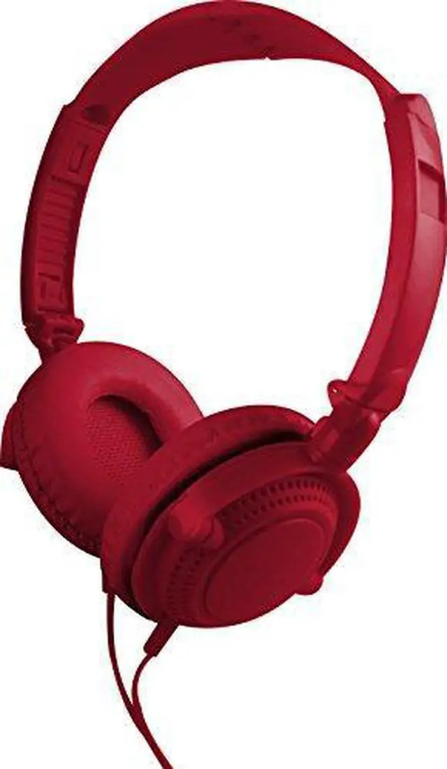 Alt view image 4 of 5 - Coby CVH-807-RED 2 in 1 Headphones & Earbuds with Built-In Mic (Red)