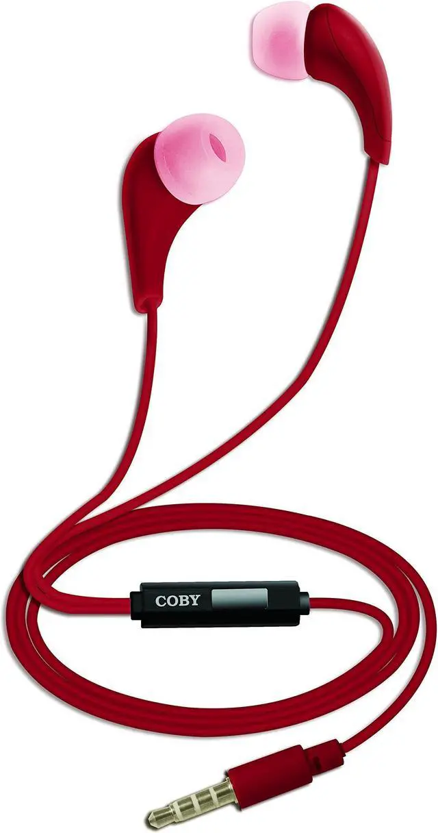 Alt view image 5 of 5 - Coby CVH-807-RED 2 in 1 Headphones & Earbuds with Built-In Mic (Red)