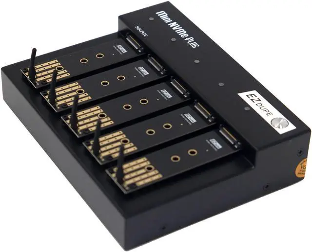 Main image of EZ DUPE 1 to 4 M.2 Duplicator - 2.4GB/Min - M.2 NVMe / M2 SATA NGFF (B Key, M Key, B+M Key) Module SSD Cloner Copier 45MB/Sec MiniNVMe Plus (DM-HE0-5M04B)